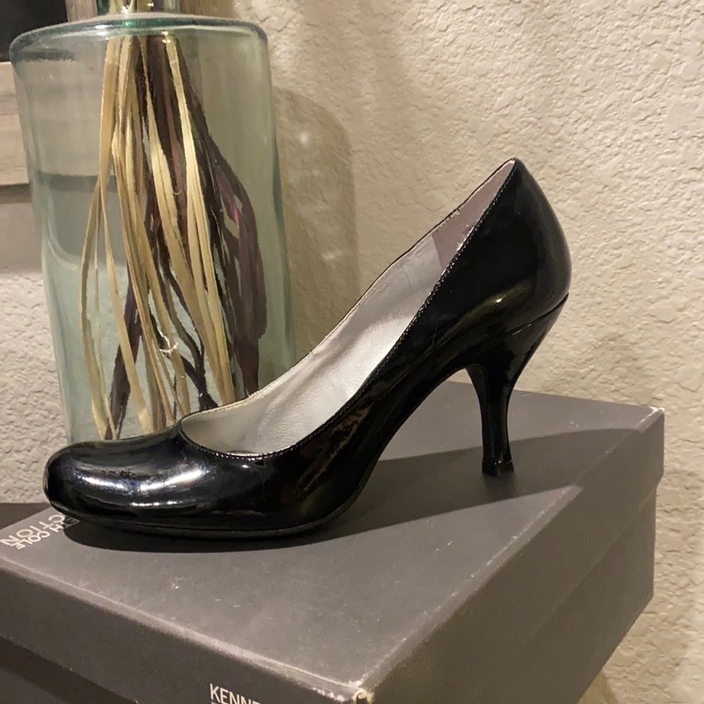Patent leather heels.
